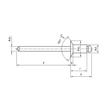 Rivets aveugles de type OpenSunk de type OpenSunk en aluminium / acier